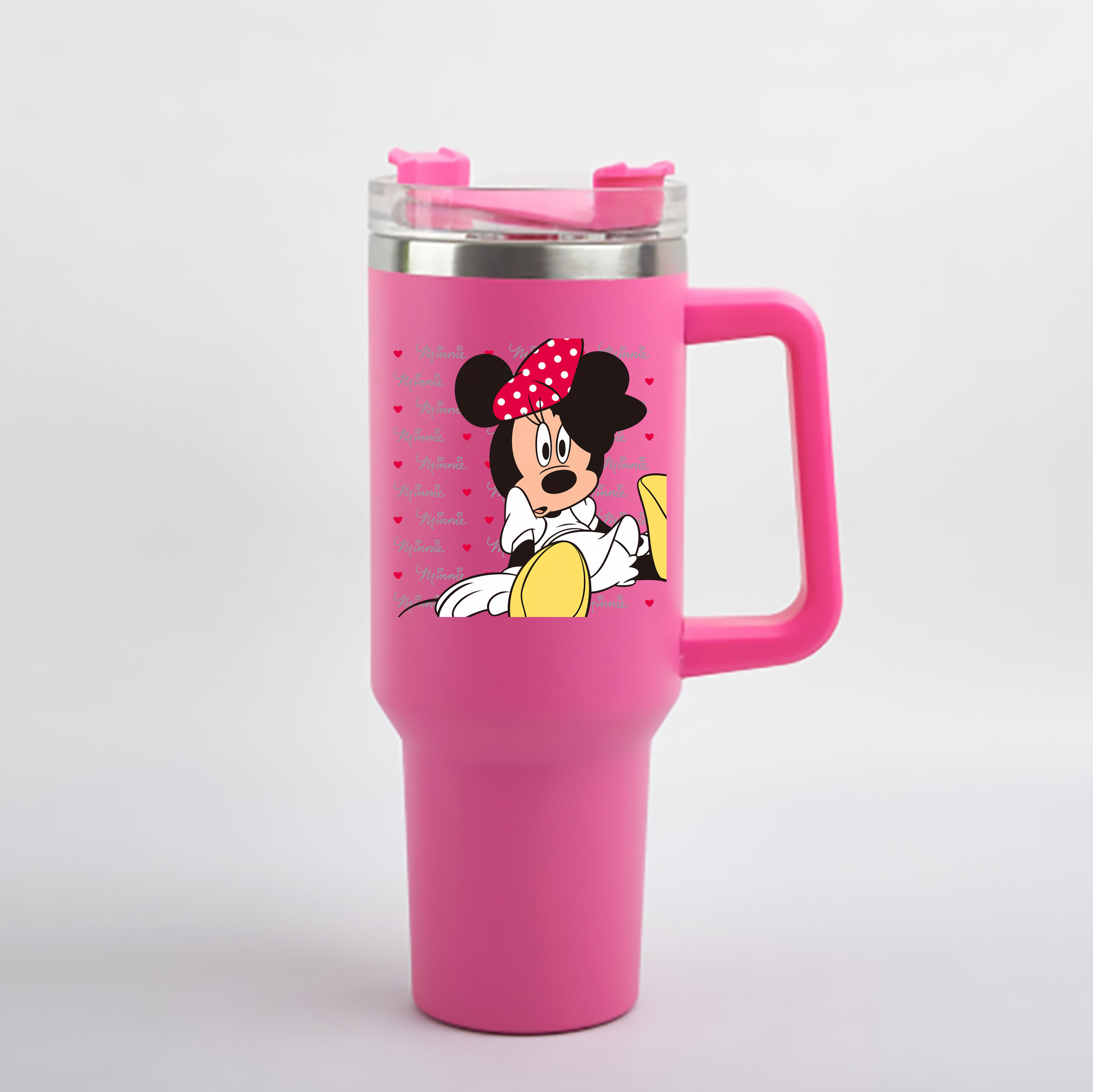 （画像用） ミッキーマウス Mickey Mouse 1200mL車用タンブラー - クリスタルステッカー（プラスチックストロー付き）